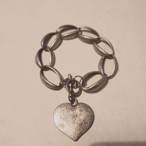 🛑 SILVER LINK BRACELET WITH HEART CHARM